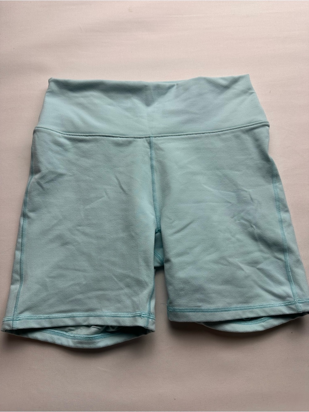 Light Blue Women's powerhold Bike Shorts by Fabletics. Est size S